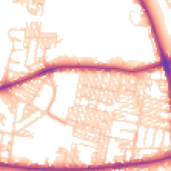 Daytime road noise heatmap for BD3 9EJ