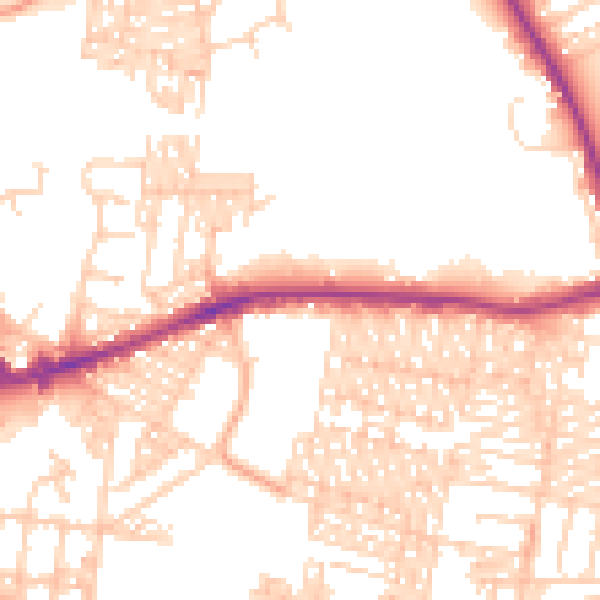 Daytime road noise heatmap for BD3 9ER