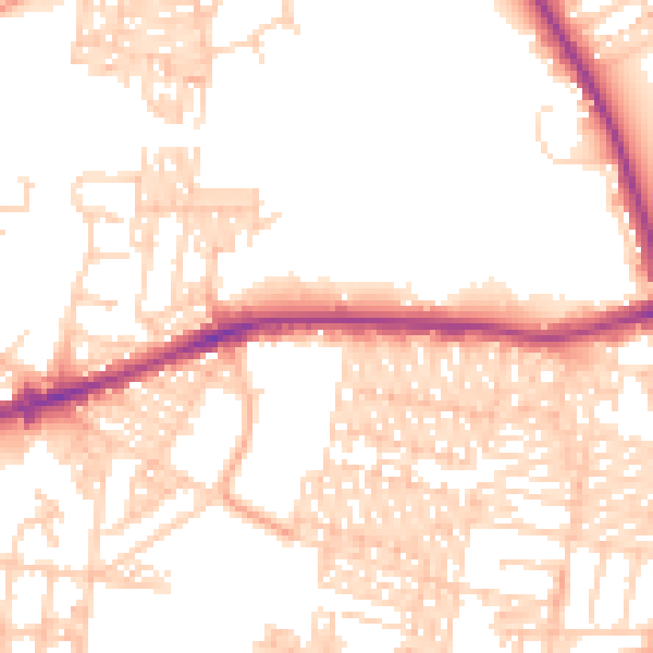 Daytime road noise heatmap for BD3 9EW