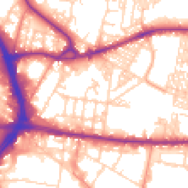Daytime road noise heatmap for BD3 9EY
