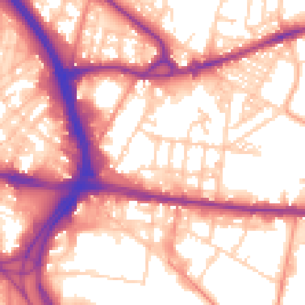 Daytime road noise heatmap for BD3 9JS