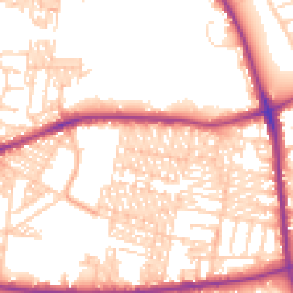 Daytime road noise heatmap for BD3 9PB
