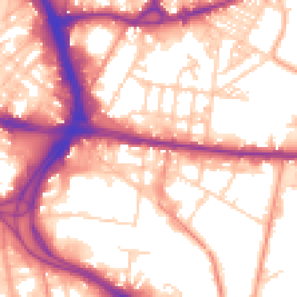 Daytime road noise heatmap for BD3 9QP