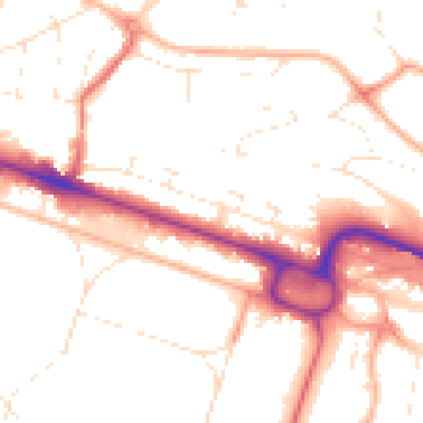 Daytime road noise heatmap for BH12 1AP