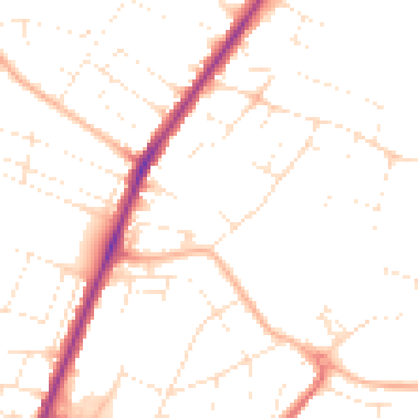 Daytime road noise heatmap for BH12 1JQ