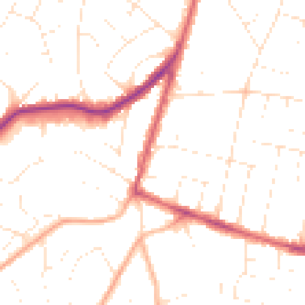 Daytime road noise heatmap for BH12 3JX