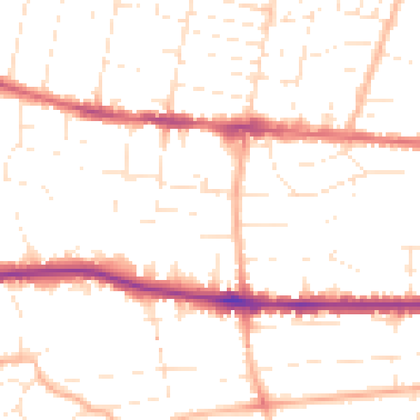 Daytime road noise heatmap for BH14 0BY