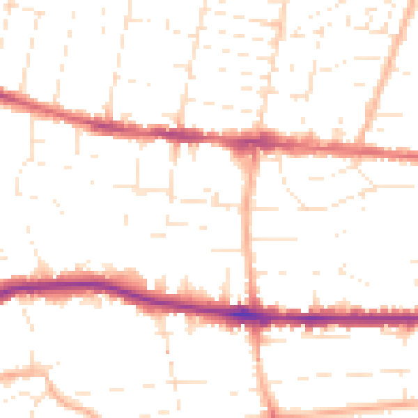 Daytime road noise heatmap for BH14 0BZ