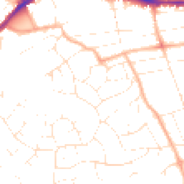 Daytime road noise heatmap for BH14 8SX