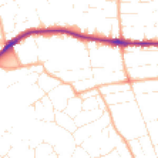 Daytime road noise heatmap for BH14 8TJ