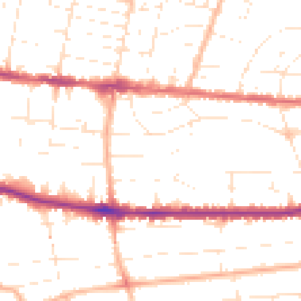 Daytime road noise heatmap for BH14 9EQ