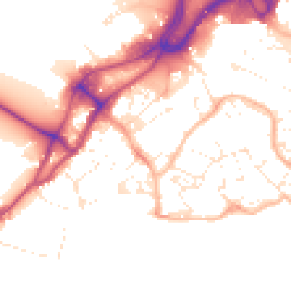 Daytime road noise heatmap for BH15 1DA