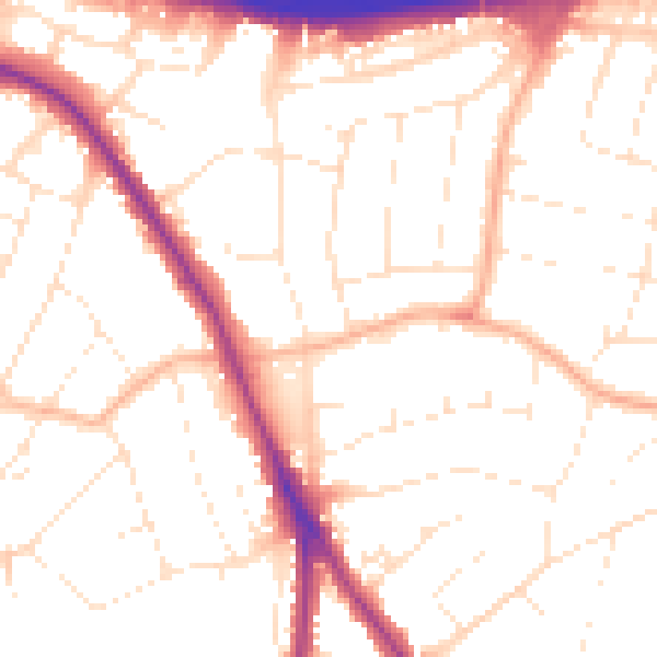 Daytime road noise heatmap for BH15 3JU