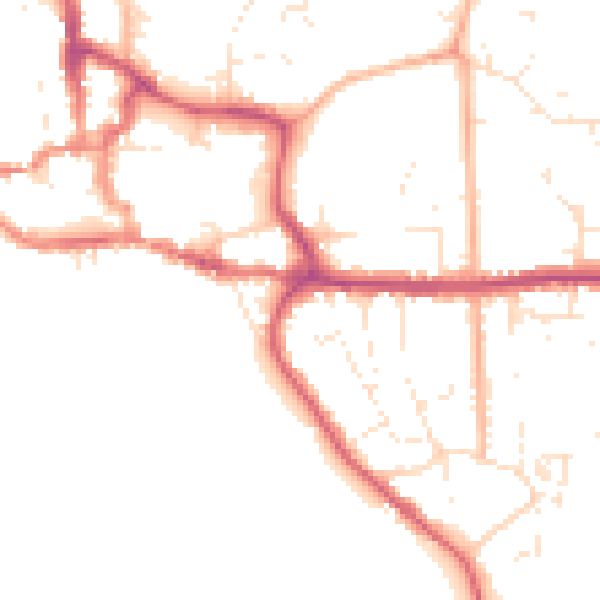 Daytime road noise heatmap for BH21 1AD