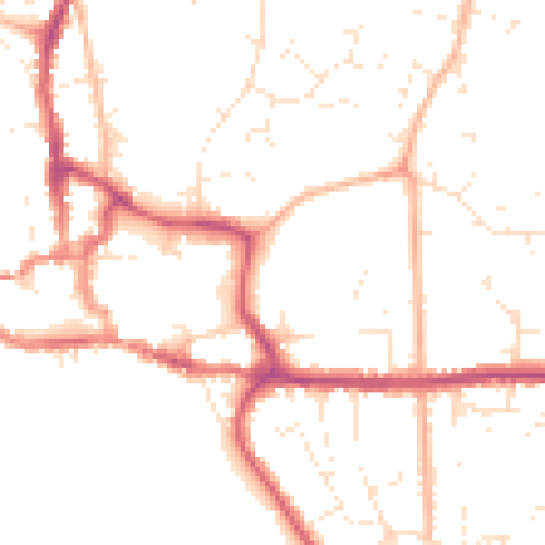 Daytime road noise heatmap for BH21 1AN