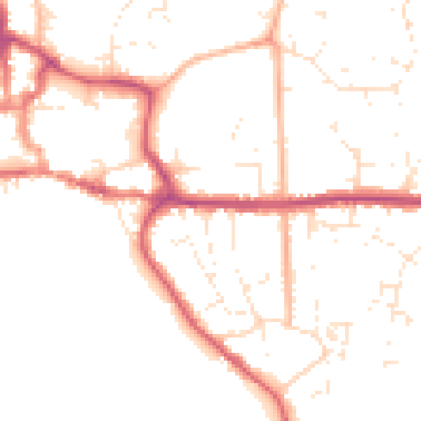 Daytime road noise heatmap for BH21 1AQ
