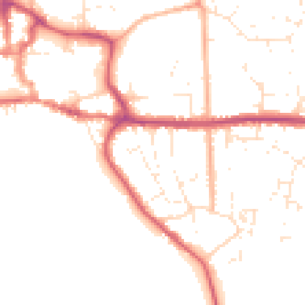 Daytime road noise heatmap for BH21 1BJ