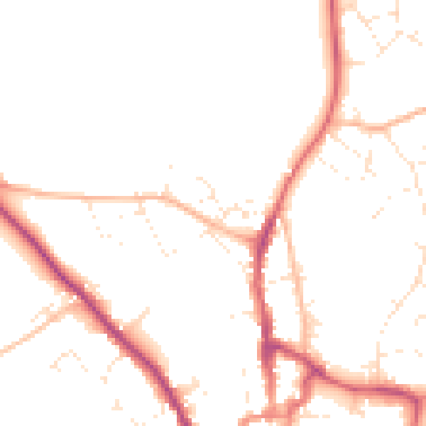 Daytime road noise heatmap for BH21 1NB