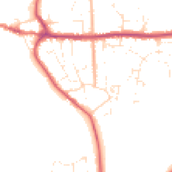 Daytime road noise heatmap for BH21 1RB