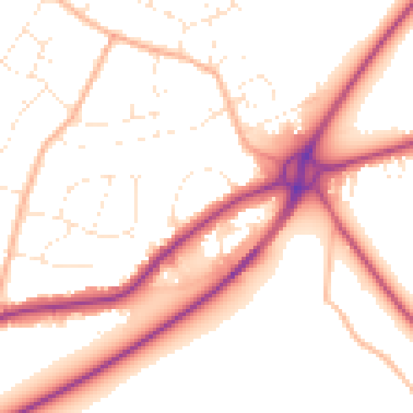Daytime road noise heatmap for BH21 2DH