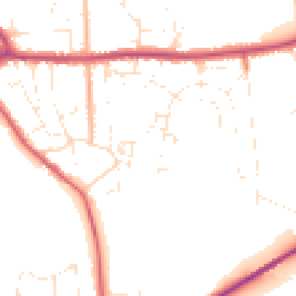 Daytime road noise heatmap for BH21 2TR