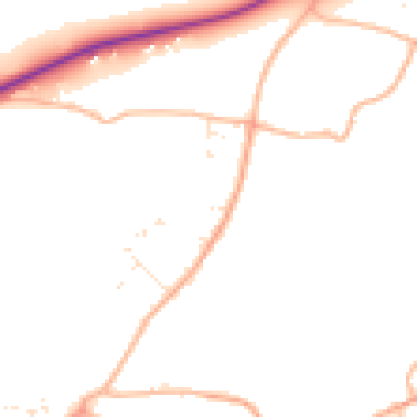 Daytime road noise heatmap for BH21 3EH