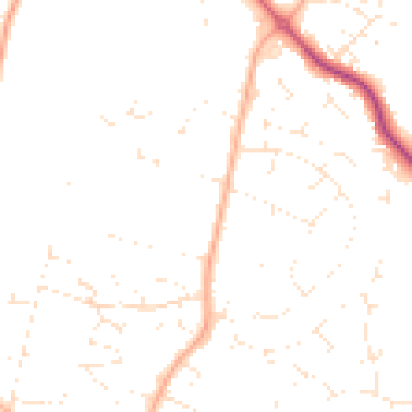 Daytime road noise heatmap for BH21 3LG