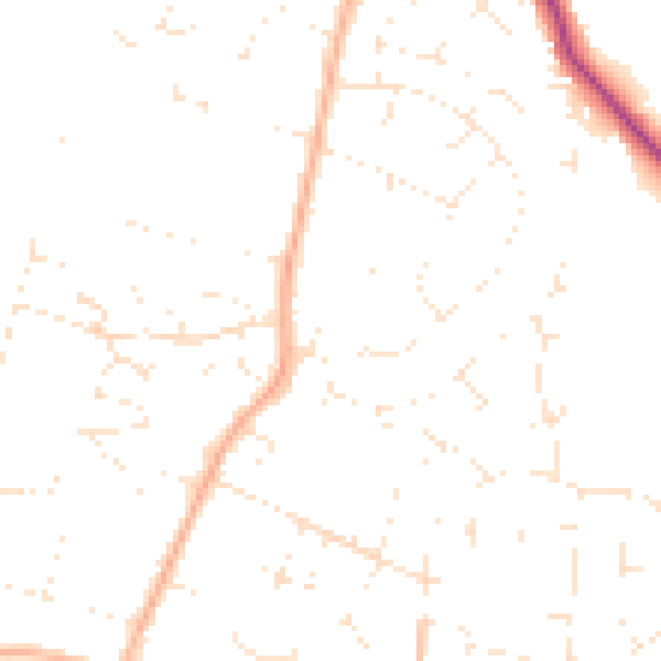 Daytime road noise heatmap for BH21 3ND