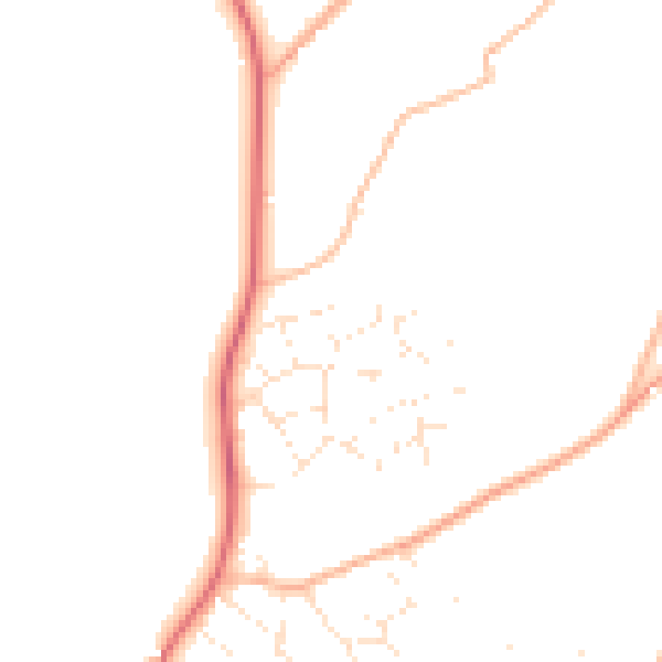 Daytime road noise heatmap for BH21 4EW