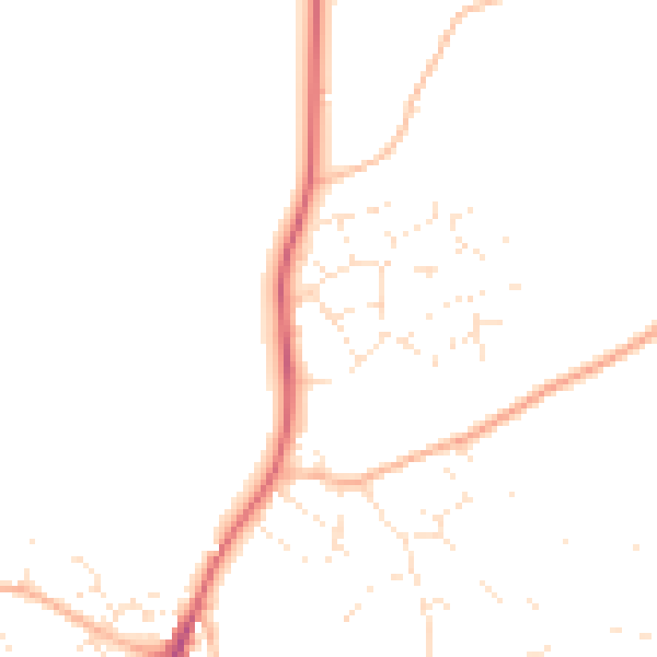 Daytime road noise heatmap for BH21 4FB