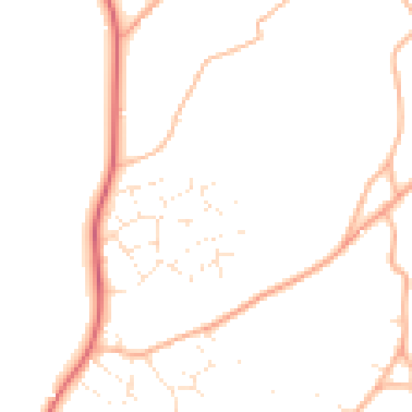 Daytime road noise heatmap for BH21 4FQ