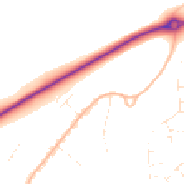 Daytime road noise heatmap for BH21 7QB