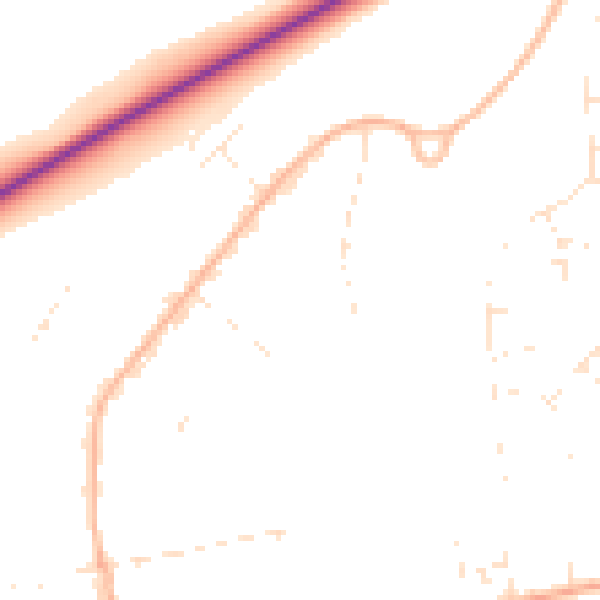Daytime road noise heatmap for BH21 7RY