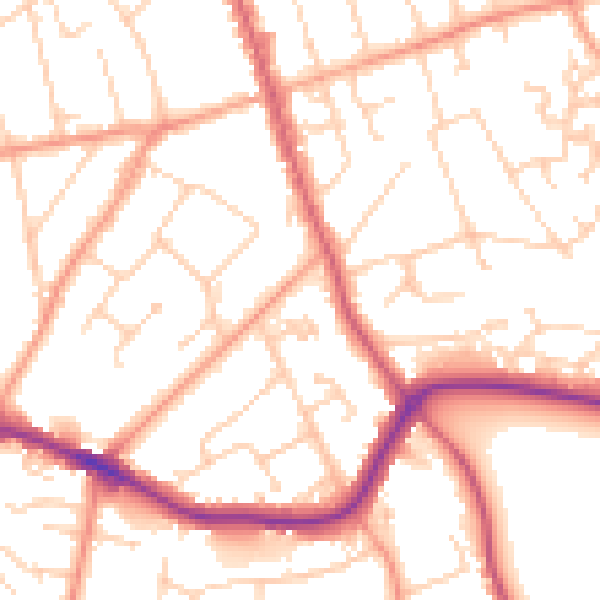 Daytime road noise heatmap for BH25 6NN