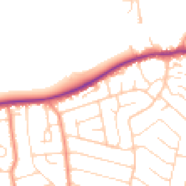 Daytime road noise heatmap for BH25 6QY