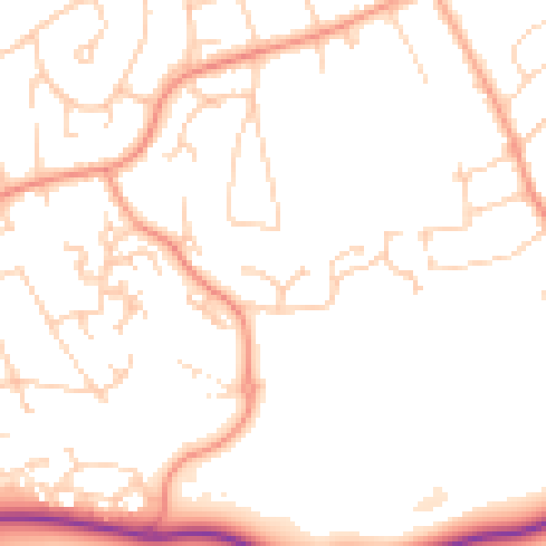 Daytime road noise heatmap for BH25 6UB