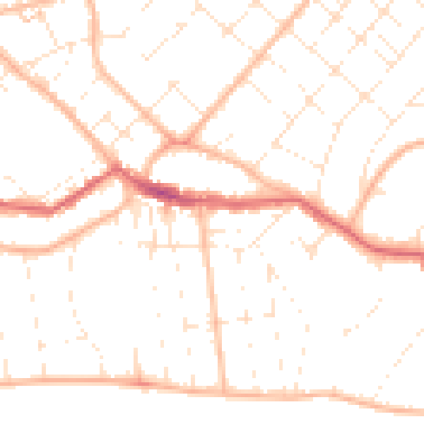 Daytime road noise heatmap for BH6 3BT