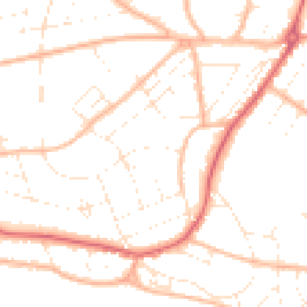 Daytime road noise heatmap for BH6 3EY