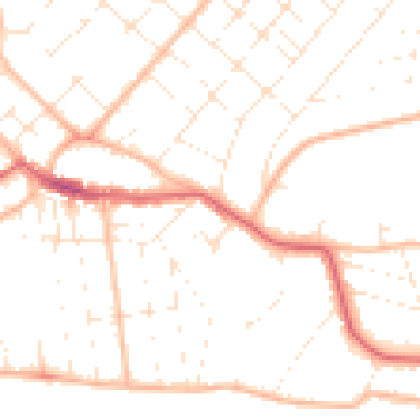 Daytime road noise heatmap for BH6 3QR