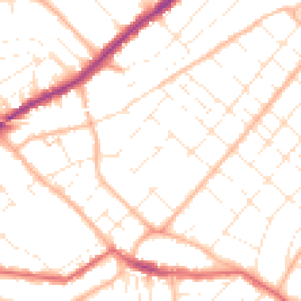 Daytime road noise heatmap for BH6 5JA