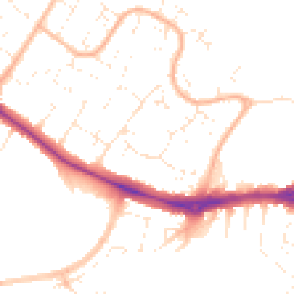 Daytime road noise heatmap for BH8 0NS