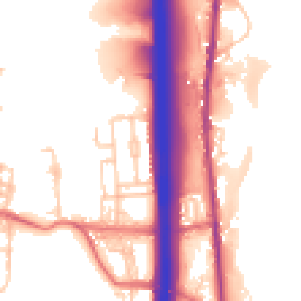 Daytime road noise heatmap for BL0 0BE
