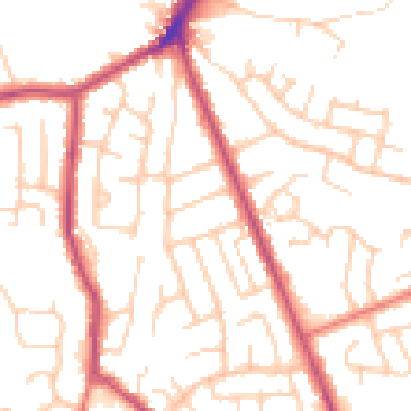 Daytime road noise heatmap for BL0 9SW
