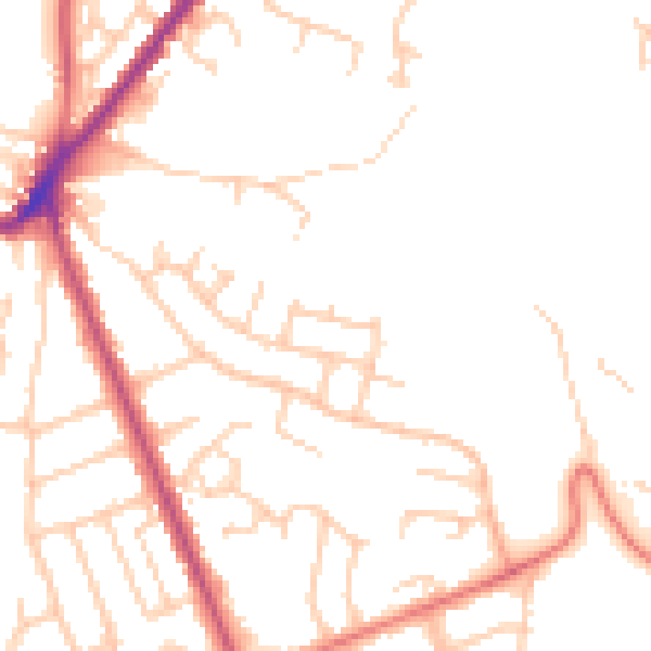 Daytime road noise heatmap for BL0 9TY