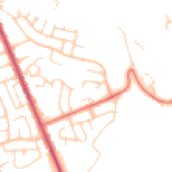 Daytime road noise heatmap for BL0 9UF