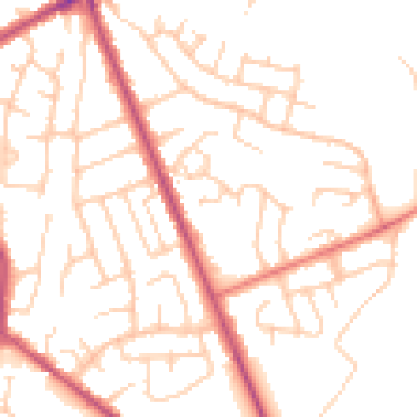 Daytime road noise heatmap for BL0 9WB