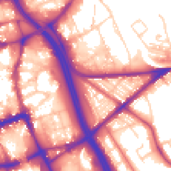 Daytime road noise heatmap for BL2 1AB