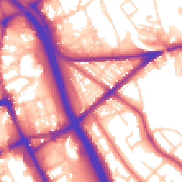 Daytime road noise heatmap for BL2 1AH