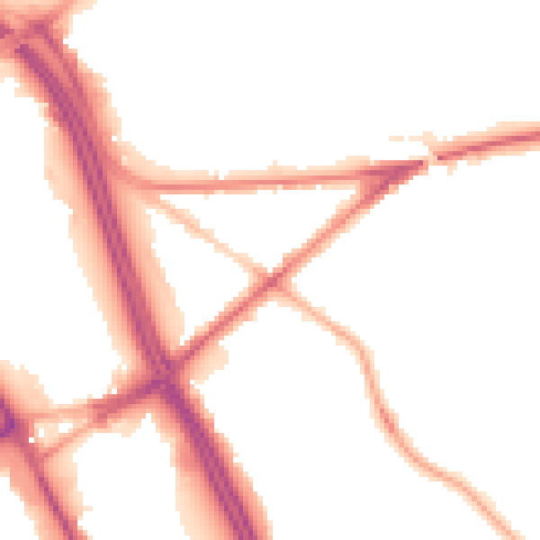 Night-time road noise heatmap for BL2 1AS