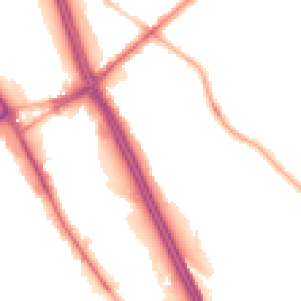 Night-time road noise heatmap for BL2 1JH